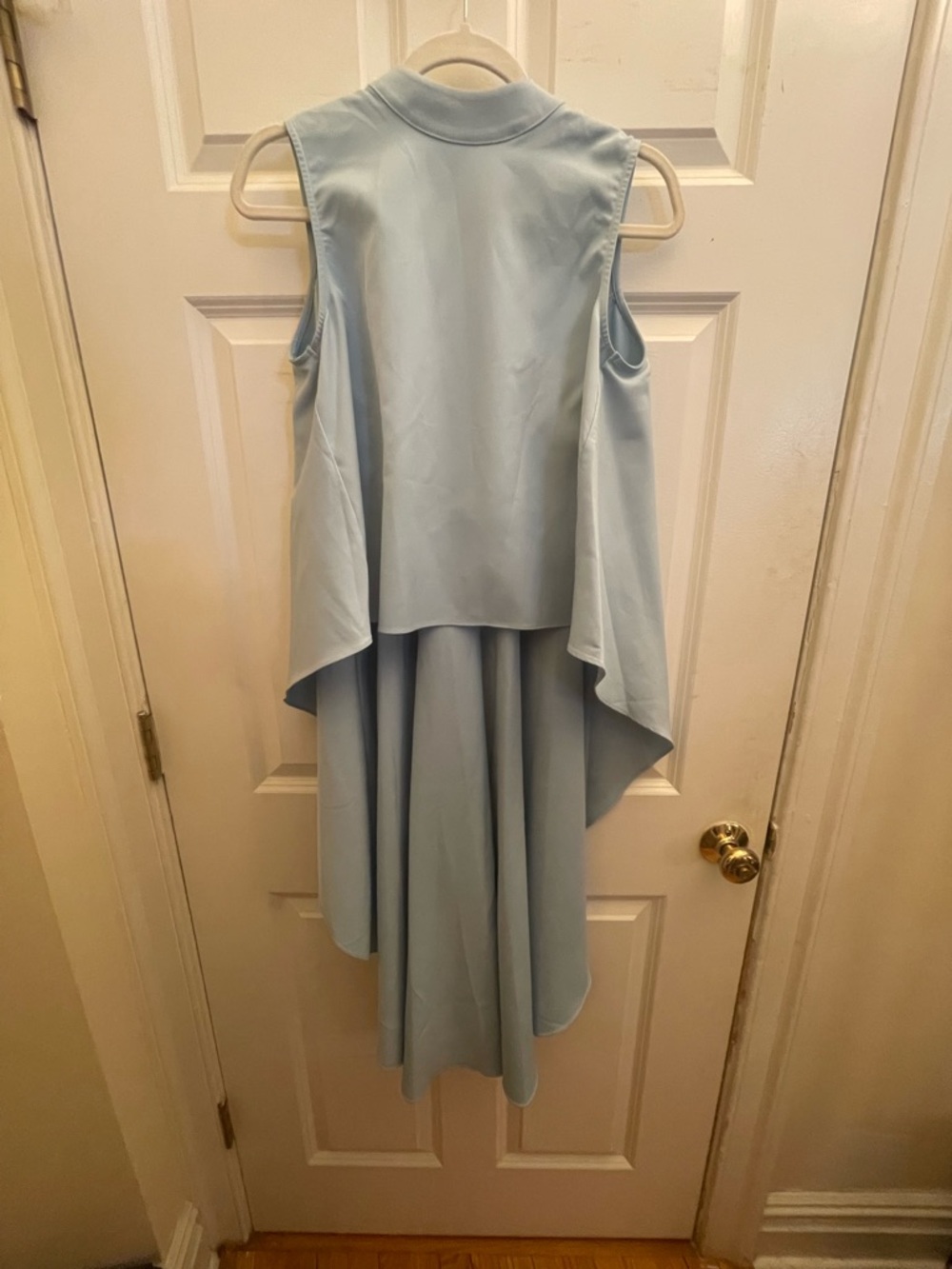 Gracia Powder Blue Sleeveless High-Low Top